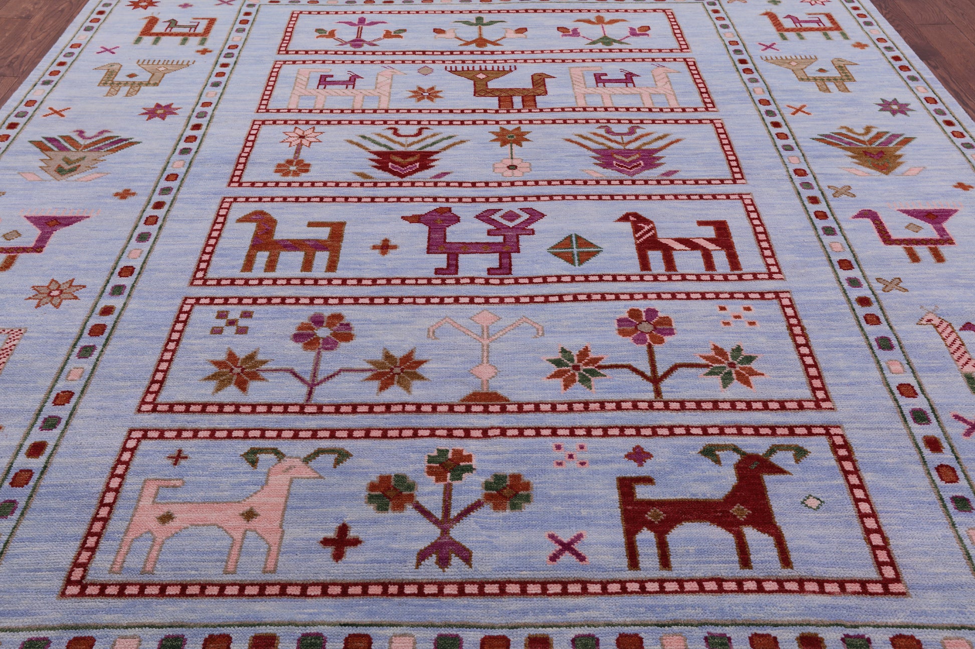 Blue Tribal Persian Gabbeh Handmade Wool Rug - 9' 2" X 12' 3" - Golden Nile