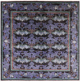 Black Square William Morris Hand Knotted Wool Area Rug - 9' 8" X 9' 10" - Golden Nile