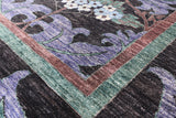 Black Square William Morris Hand Knotted Wool Area Rug - 9' 8" X 9' 10" - Golden Nile