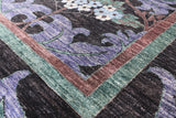 Black Square William Morris Hand Knotted Wool Area Rug - 9' 8" X 9' 10" - Golden Nile