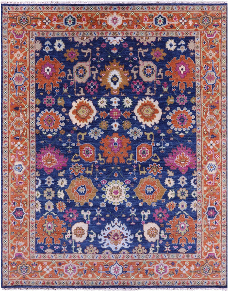 Blue Turkish Oushak Hand Knotted Wool Rug - 8' 1" X 10' 2" - Golden Nile