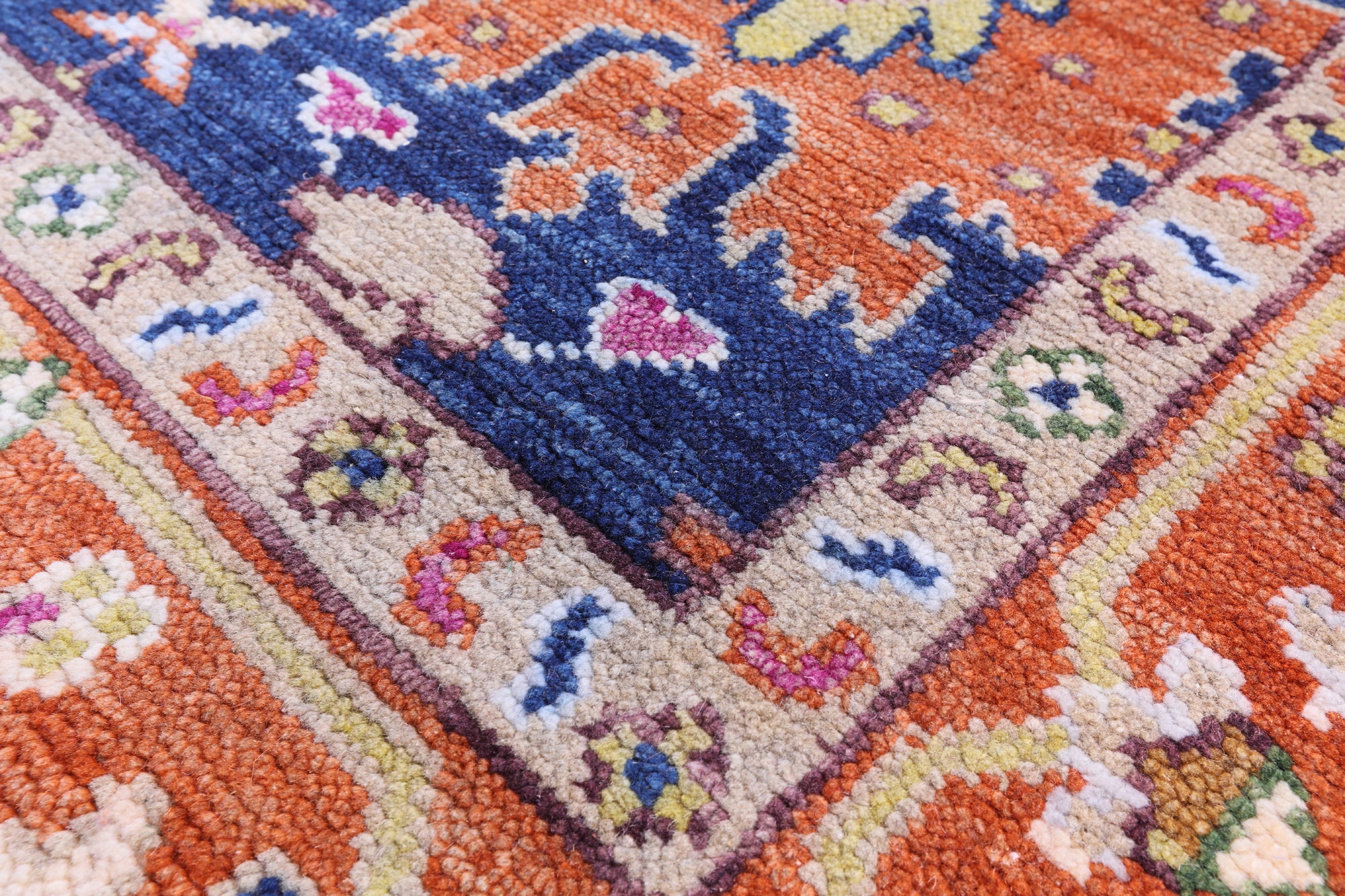 Blue Turkish Oushak Hand Knotted Wool Rug - 8' 1" X 10' 2" - Golden Nile