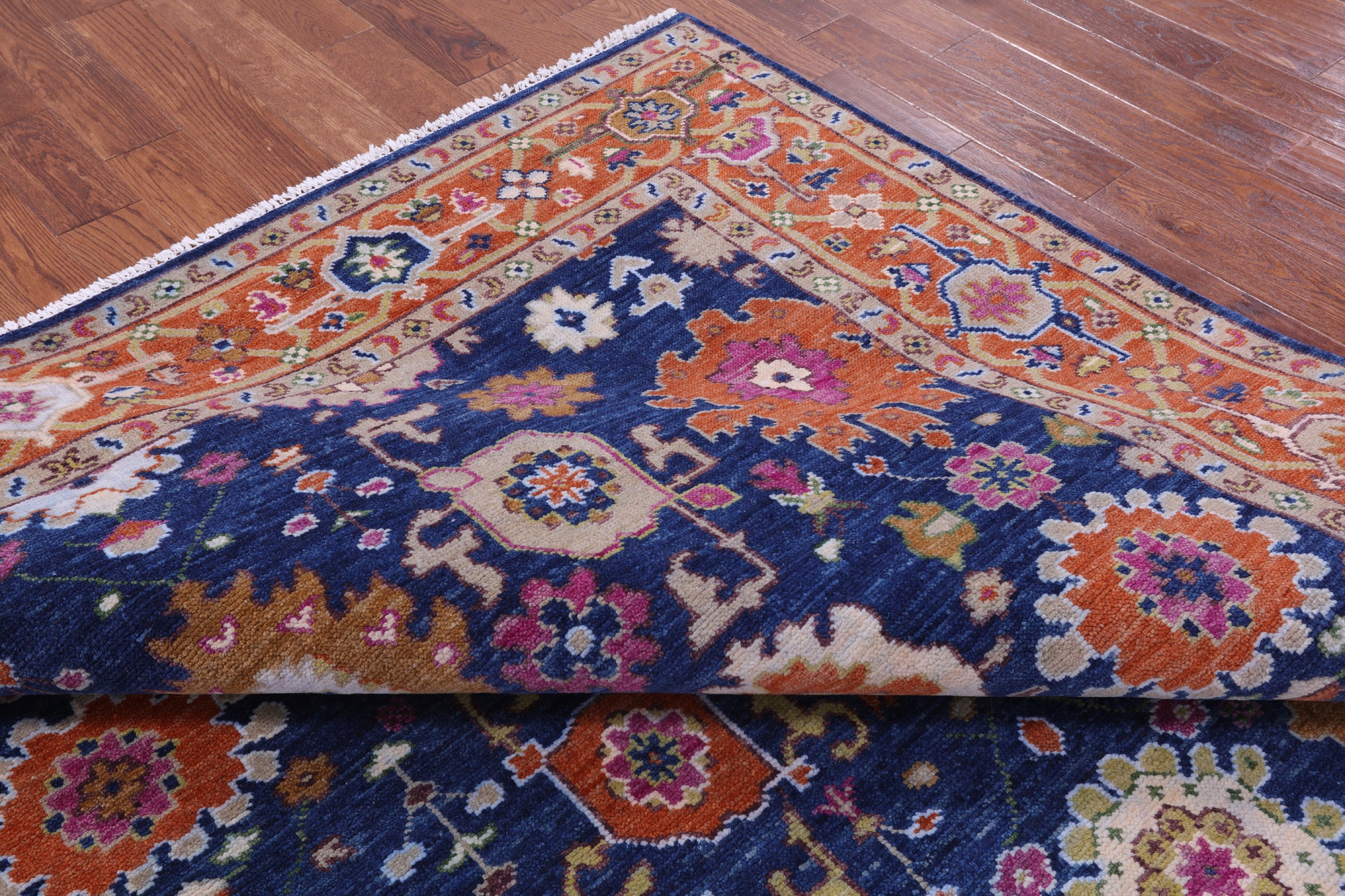 Blue Turkish Oushak Hand Knotted Wool Rug - 8' 1" X 10' 2" - Golden Nile