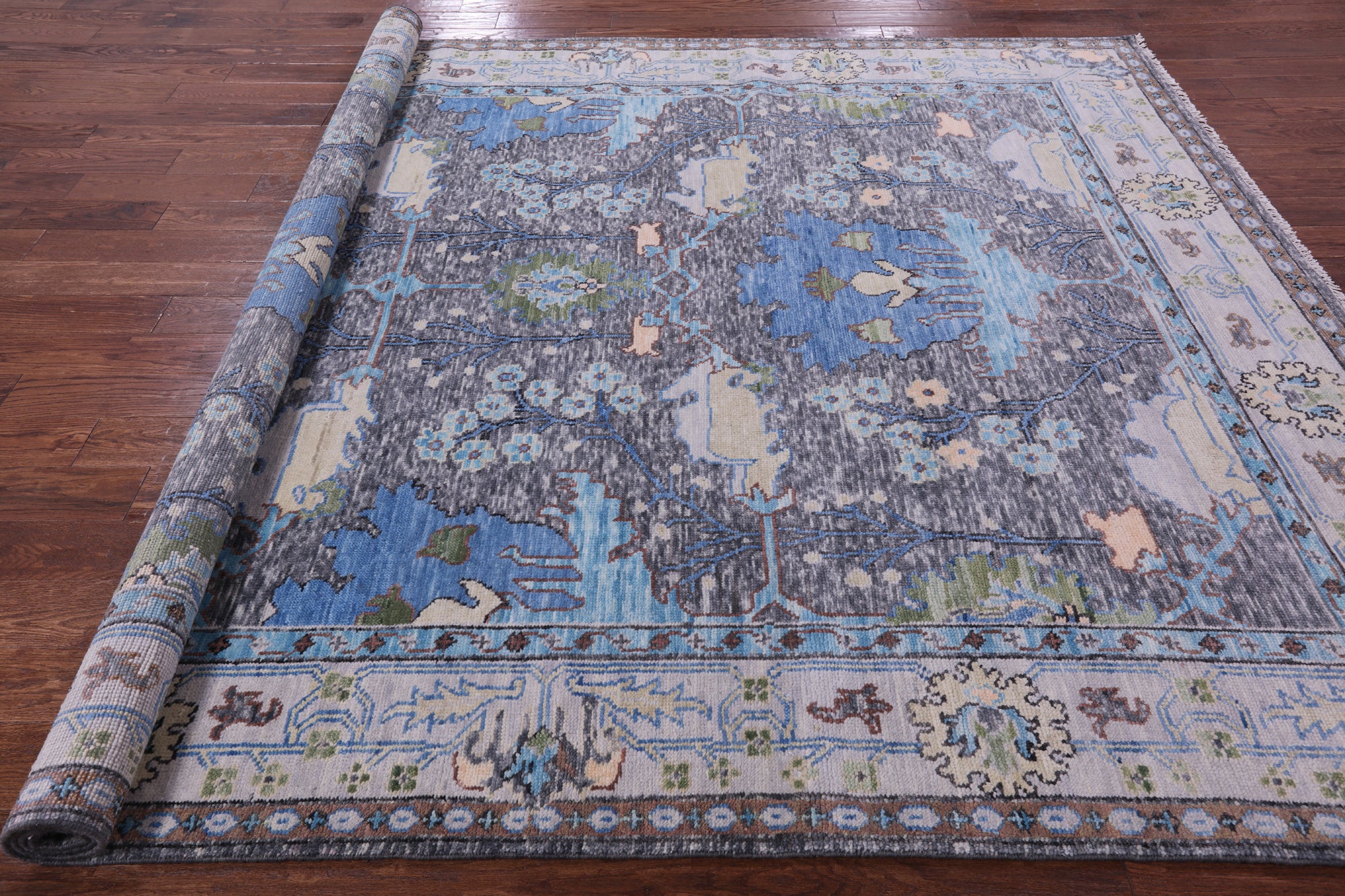 Grey Turkish Oushak Hand Knotted Wool Rug - 8' 3" X 10' 2" - Golden Nile