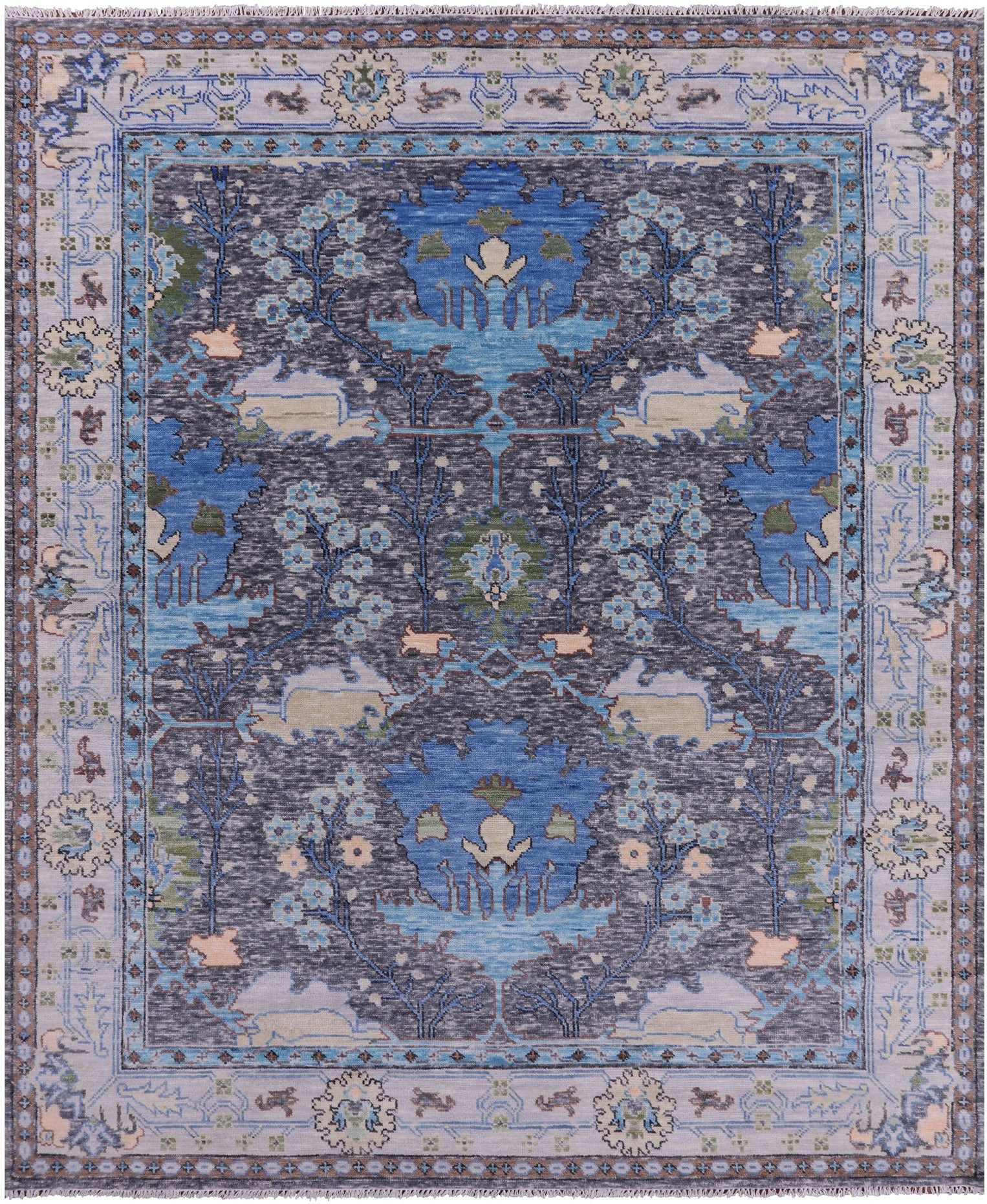 Grey Turkish Oushak Hand Knotted Wool Rug - 8' 3" X 10' 2" - Golden Nile