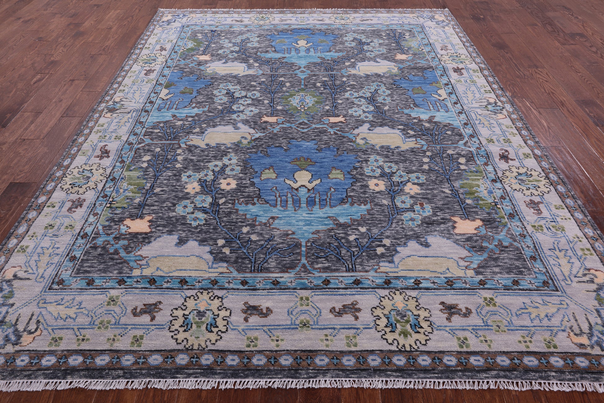 Grey Turkish Oushak Hand Knotted Wool Rug - 8' 3" X 10' 2" - Golden Nile