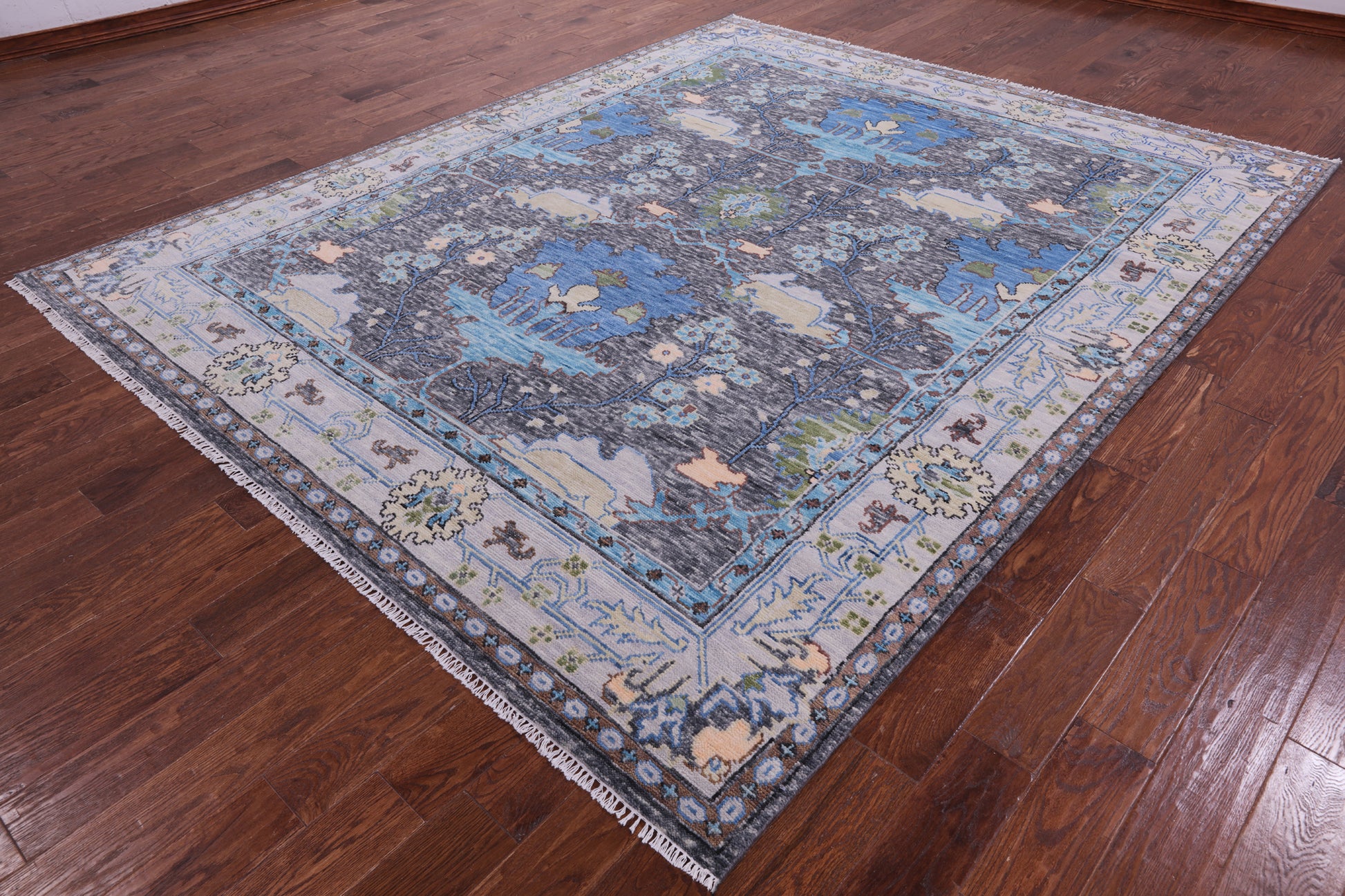 Grey Turkish Oushak Hand Knotted Wool Rug - 8' 3" X 10' 2" - Golden Nile