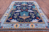 Blue Turkish Oushak Hand Knotted Wool Rug - 8' 3" X 10' 3" - Golden Nile