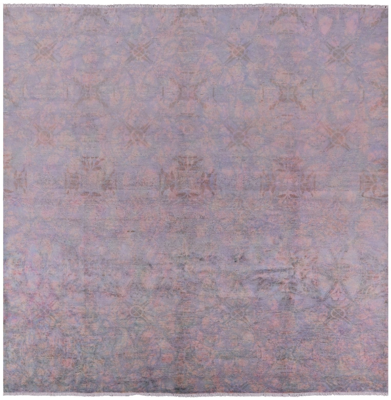 Square William Morris Hand Knotted Wool Area Rug - 9' 0" X 9' 0" - Golden Nile