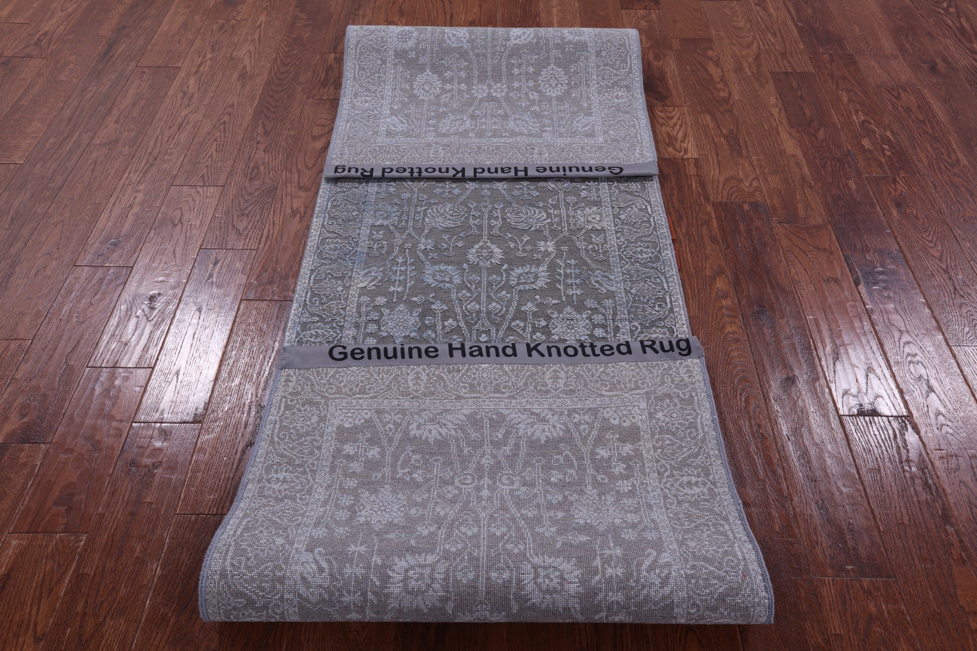 Grey Persian Hand Knotted Wool & Silk Runner Rug - 2' 7" X 9' 11" - Golden Nile