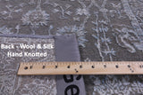 Grey Persian Hand Knotted Wool & Silk Runner Rug - 2' 7" X 9' 11" - Golden Nile