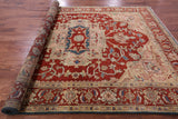 Rust Persian Fine Serapi Hand Knotted Wool Rug - 8' 1" X 10' 2" - Golden Nile