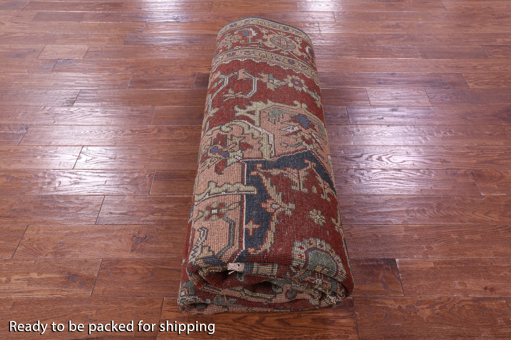 Rust Persian Fine Serapi Hand Knotted Wool Rug - 8' 1" X 10' 2" - Golden Nile