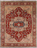 Rust Persian Fine Serapi Hand Knotted Wool Rug - 8' 1" X 10' 2" - Golden Nile