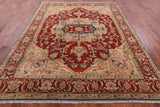 Rust Persian Fine Serapi Hand Knotted Wool Rug - 8' 1" X 10' 2" - Golden Nile