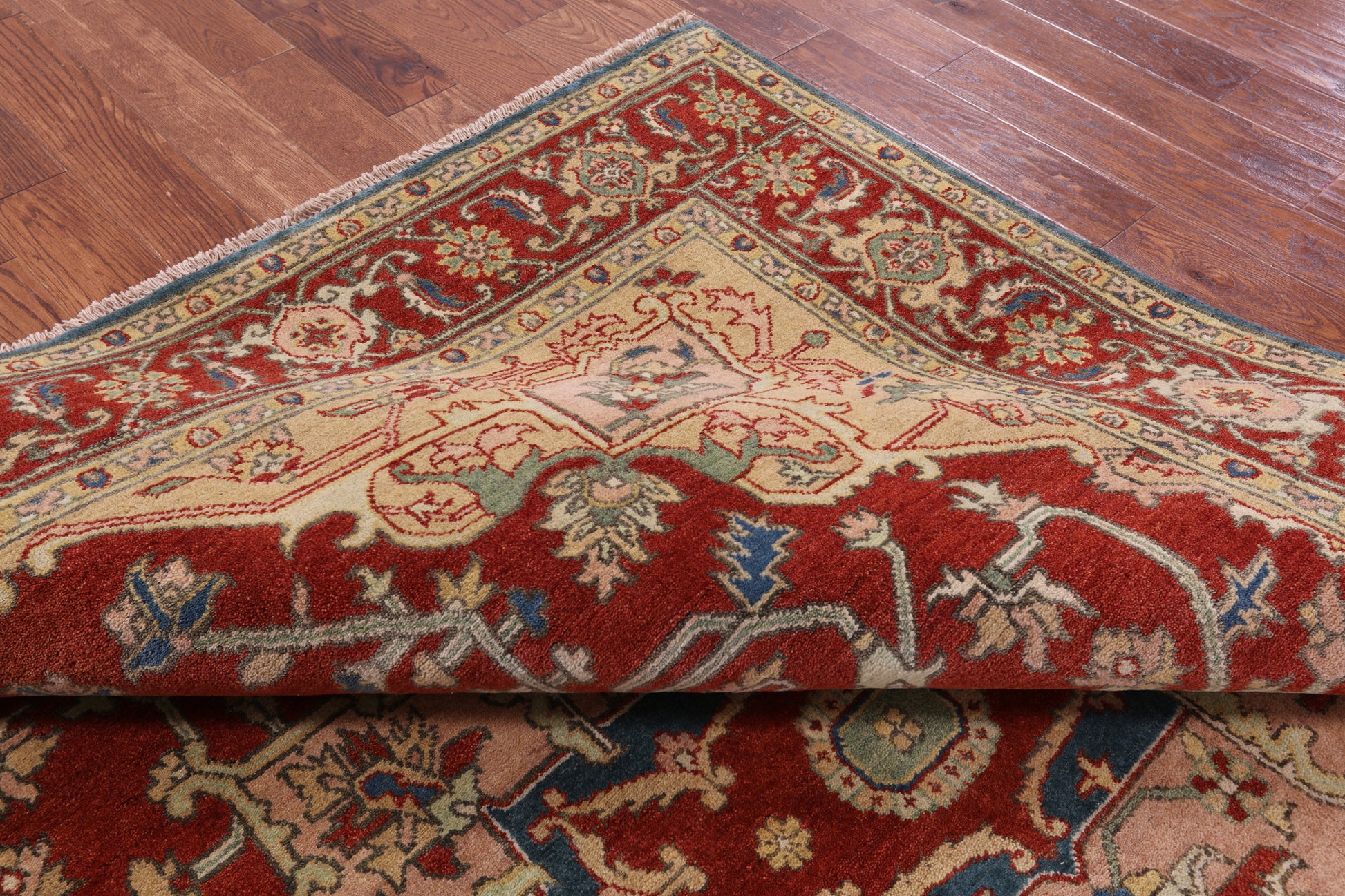 Rust Persian Fine Serapi Hand Knotted Wool Rug - 8' 1" X 10' 2" - Golden Nile