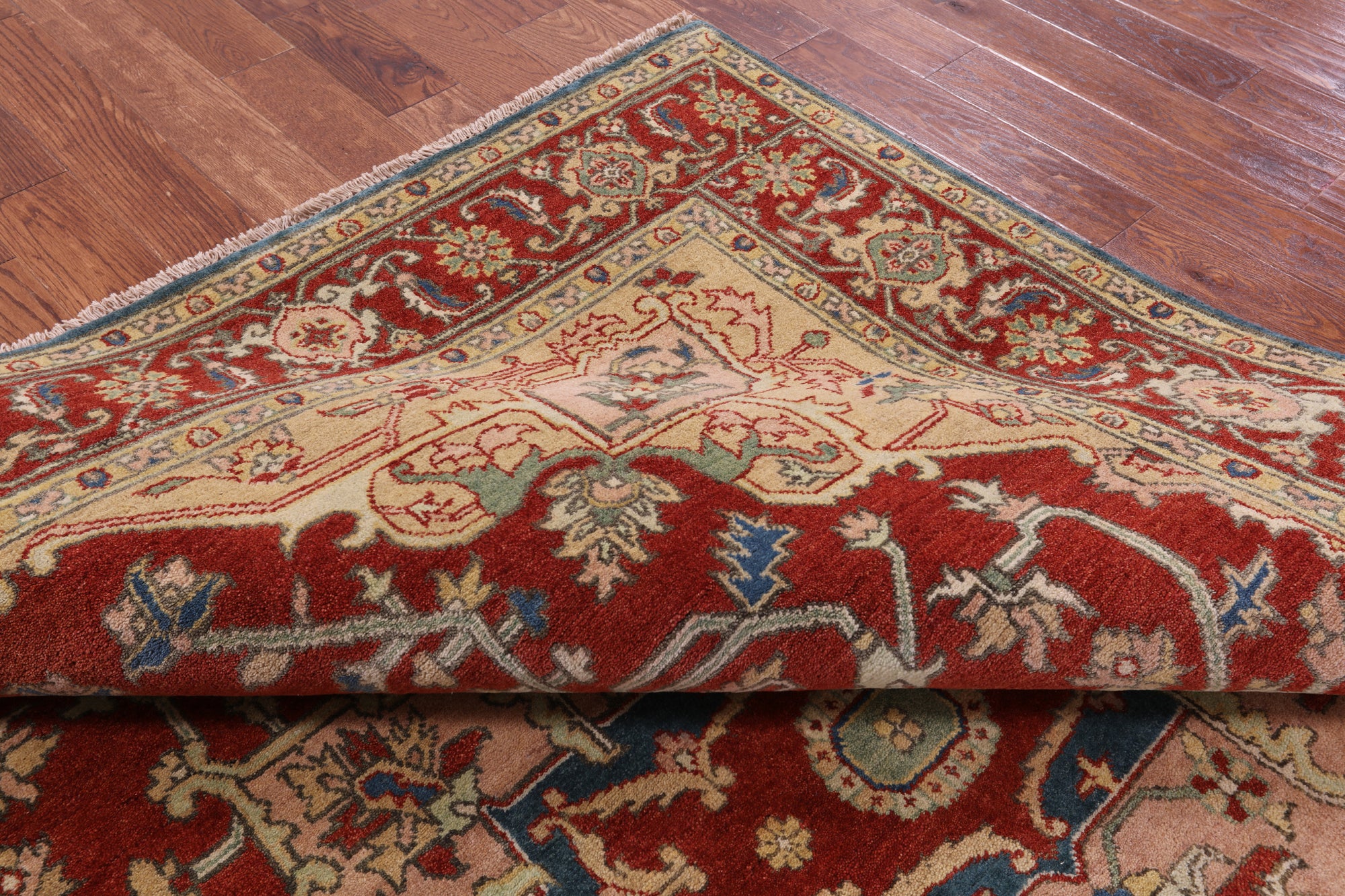 Rust Persian Fine Serapi Hand Knotted Wool Rug - 8' 1" X 10' 2" - Golden Nile