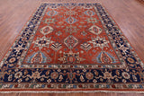 Rust Persian Fine Serapi Handmade Wool Rug - 9' 0" X 11' 11" - Golden Nile