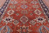 Rust Persian Fine Serapi Handmade Wool Rug - 9' 0" X 11' 11" - Golden Nile