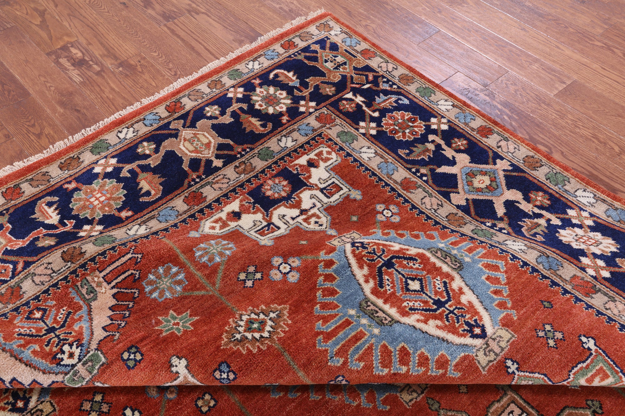 Rust Persian Fine Serapi Handmade Wool Rug - 9' 0" X 11' 11" - Golden Nile
