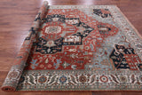 Red Persian Fine Serapi Hand Knotted Wool Rug - 9' 0" X 11' 10" - Golden Nile