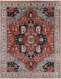 Red Persian Fine Serapi Hand Knotted Wool Rug - 9' 0" X 11' 10" - Golden Nile