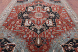 Red Persian Fine Serapi Hand Knotted Wool Rug - 9' 0" X 11' 10" - Golden Nile