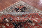 Red Persian Fine Serapi Hand Knotted Wool Rug - 9' 0" X 11' 10" - Golden Nile