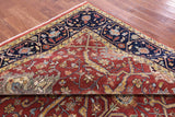 Red Persian Fine Serapi Hand Knotted Wool Rug - 8' 10" X 11' 8" - Golden Nile