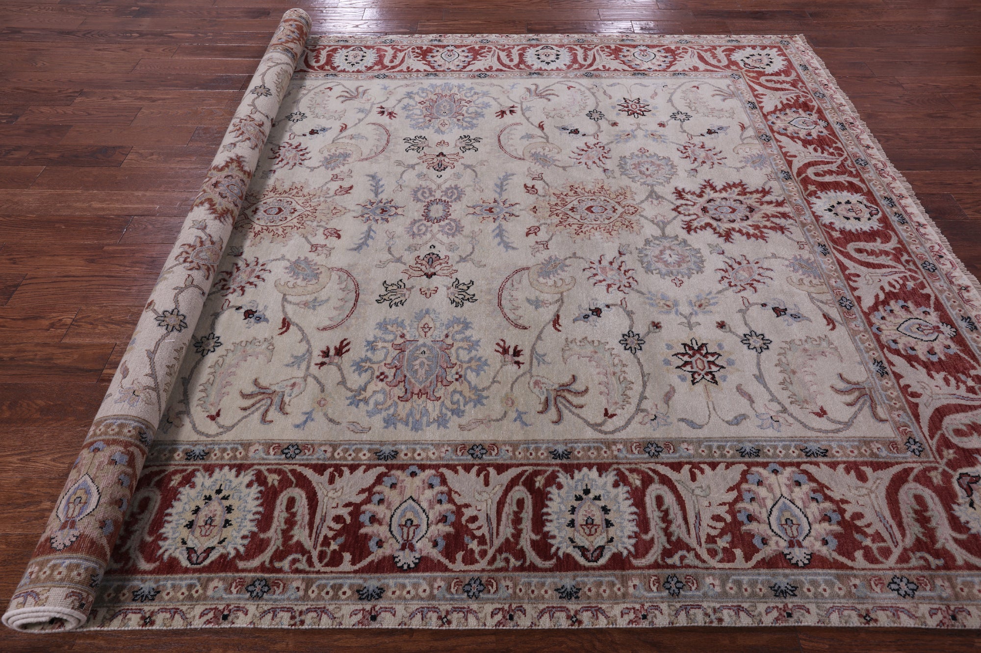 Ivory Persian Tabriz Hand Knotted Wool Rug - 8' 0" X 9' 8" - Golden Nile