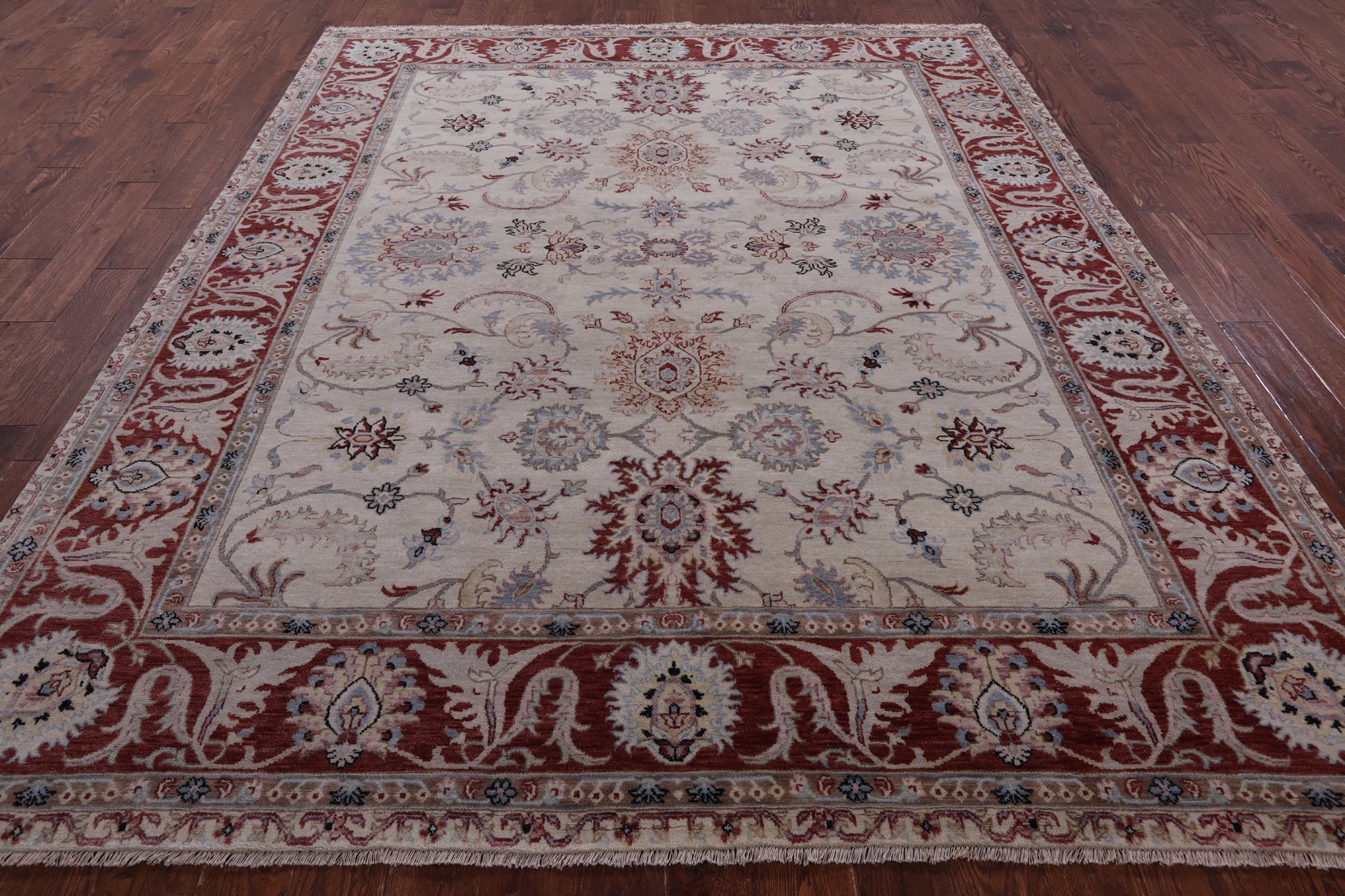 Ivory Persian Tabriz Hand Knotted Wool Rug - 8' 0" X 9' 8" - Golden Nile