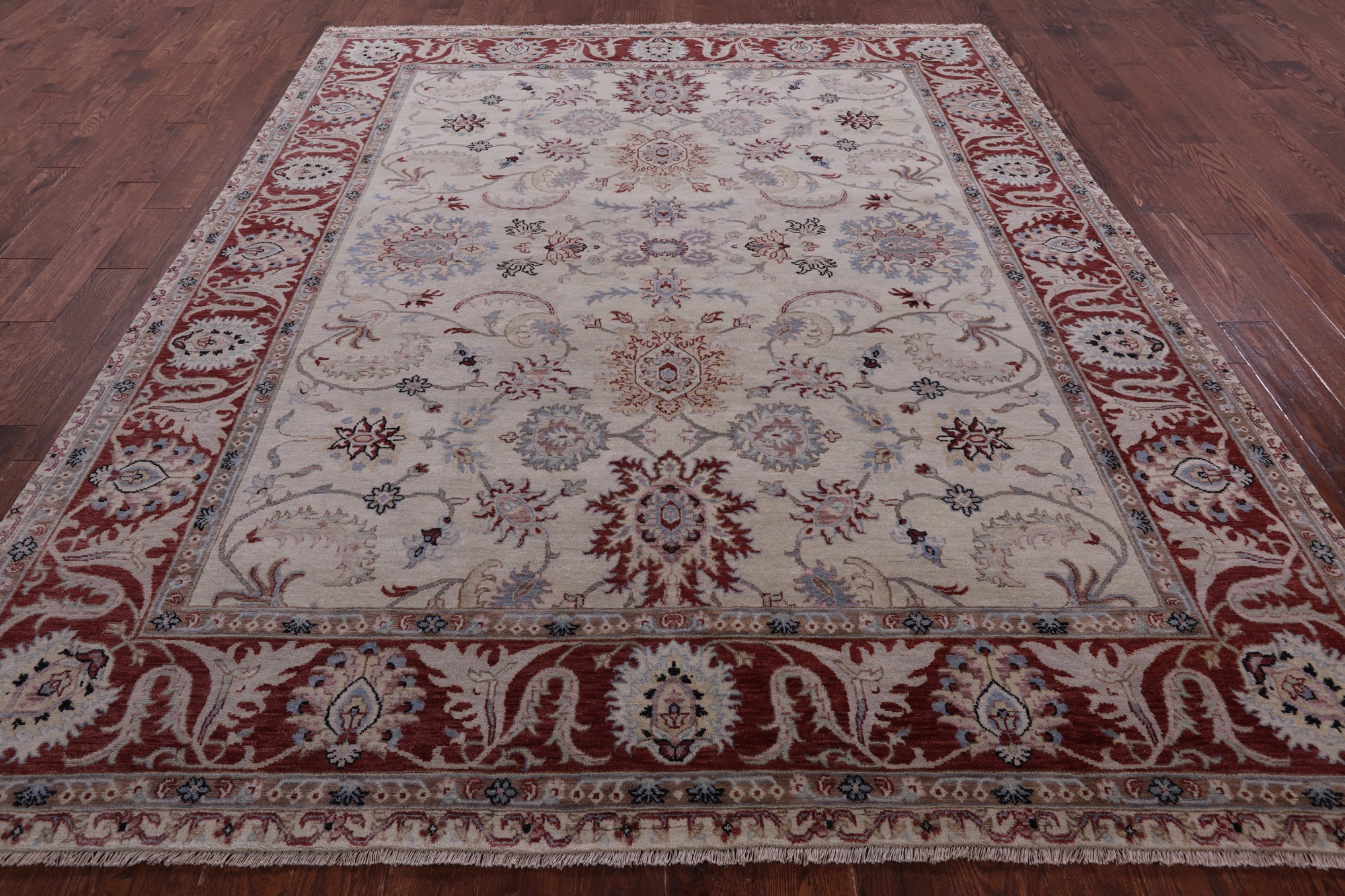 Ivory Persian Tabriz Hand Knotted Wool Rug - 8' 0" X 9' 8" - Golden Nile