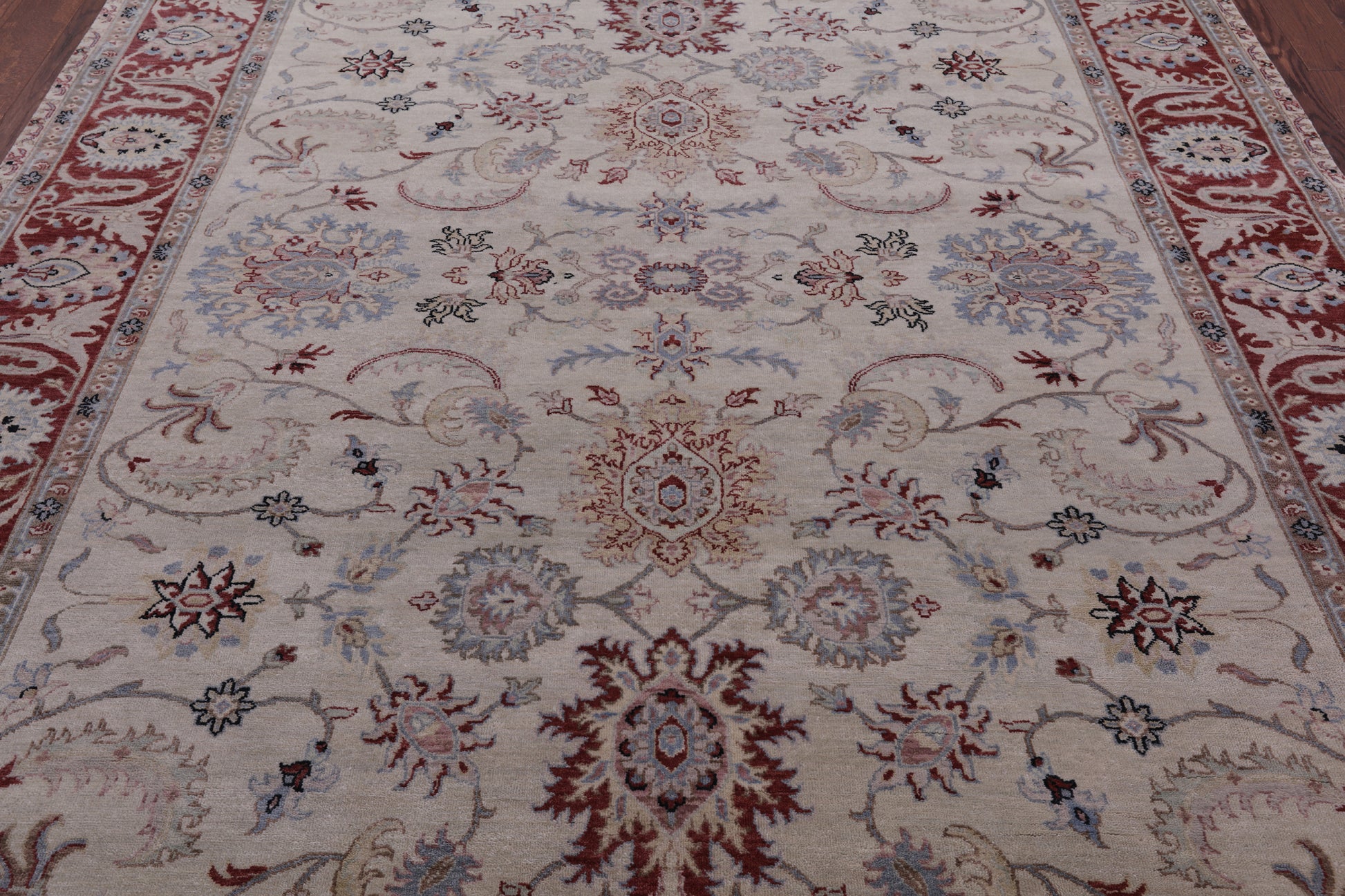 Ivory Persian Tabriz Hand Knotted Wool Rug - 8' 0" X 9' 8" - Golden Nile