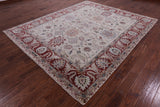Ivory Persian Tabriz Hand Knotted Wool Rug - 8' 0" X 9' 8" - Golden Nile