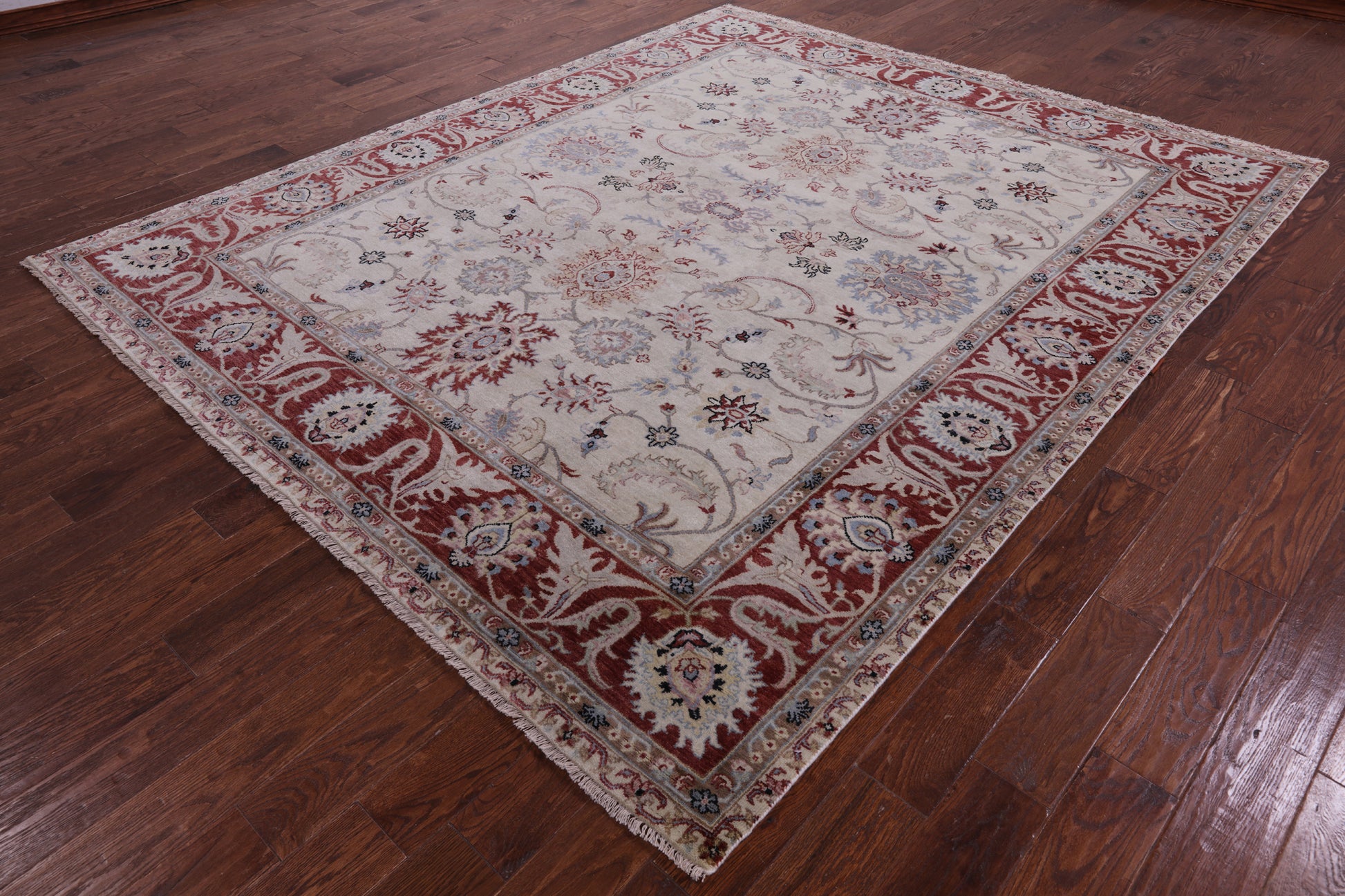 Ivory Persian Tabriz Hand Knotted Wool Rug - 8' 0" X 9' 8" - Golden Nile