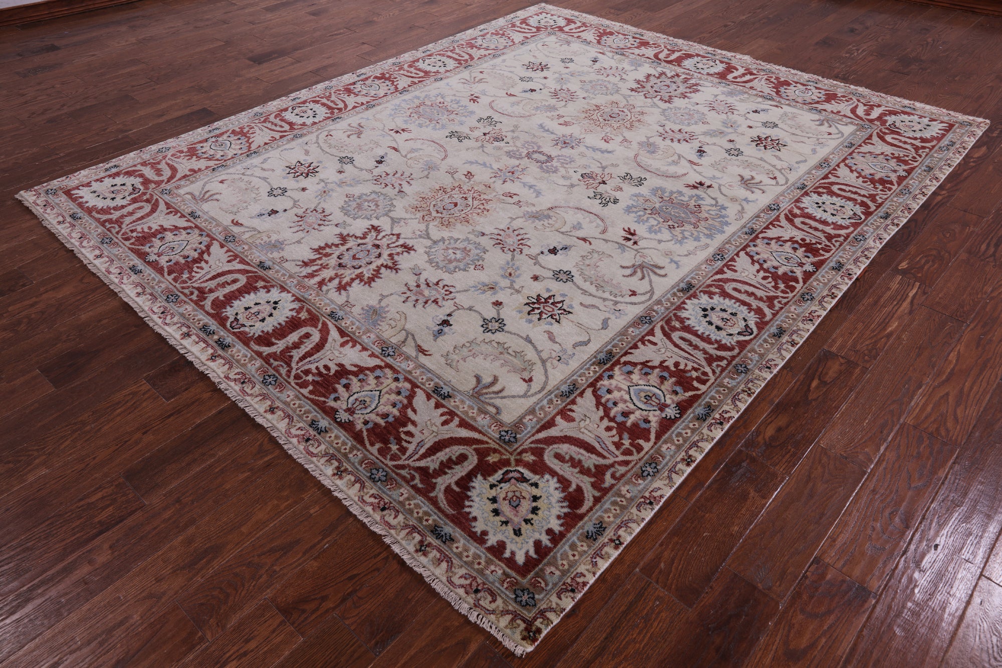 Ivory Persian Tabriz Hand Knotted Wool Rug - 8' 0" X 9' 8" - Golden Nile