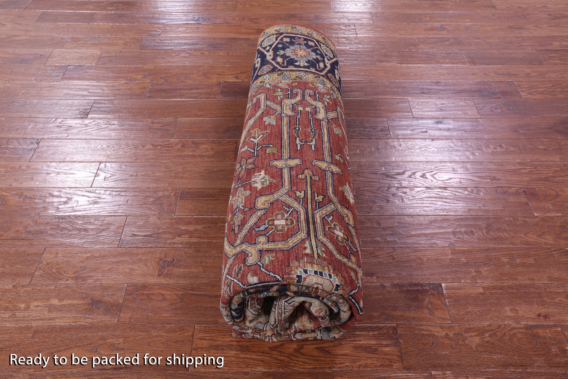 Red Persian Fine Serapi Handmade Wool Rug - 7' 11" X 10' 1" - Golden Nile