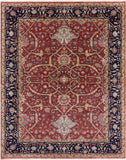 Red Persian Fine Serapi Handmade Wool Rug - 7' 11" X 10' 1" - Golden Nile