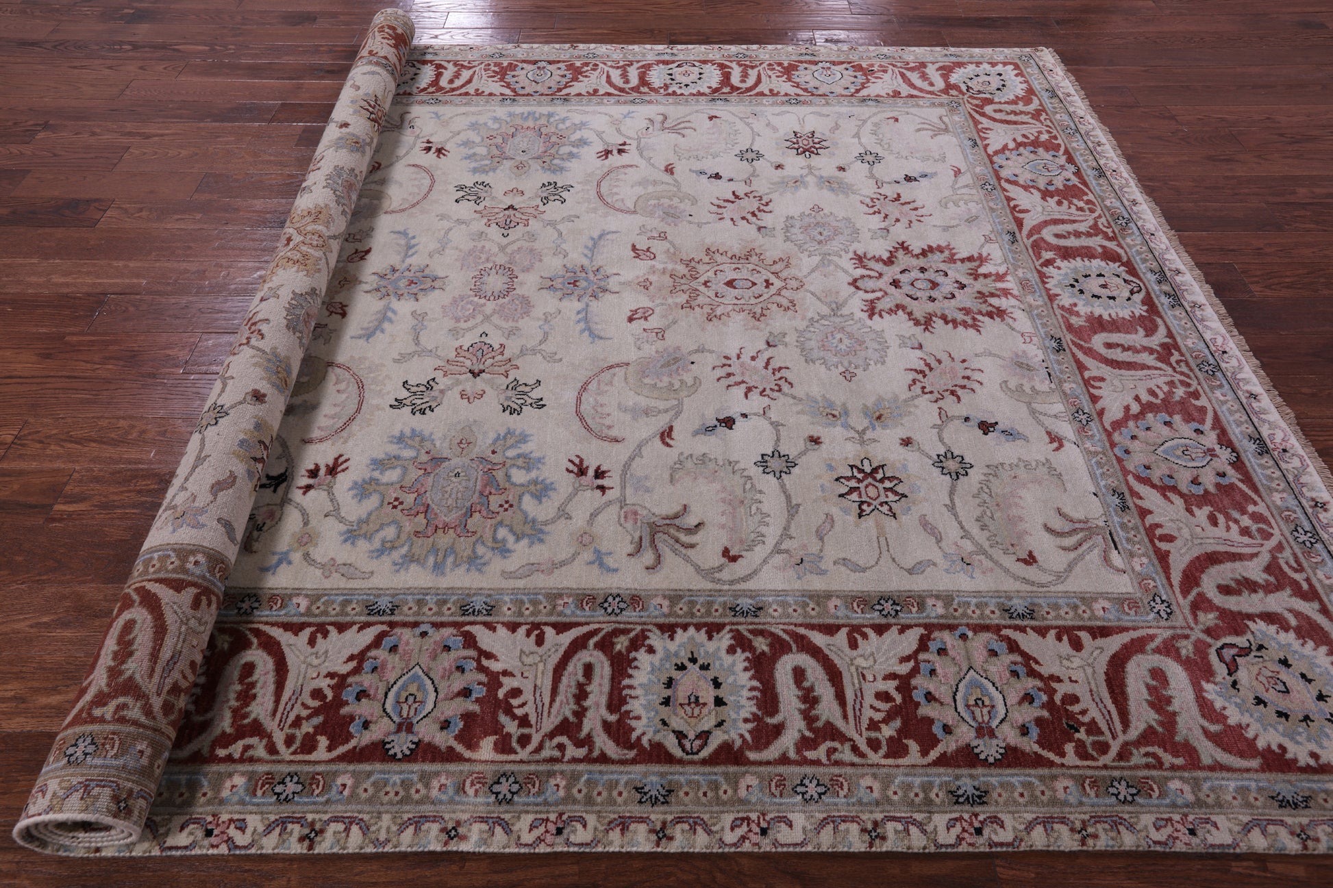 Ivory Persian Tabriz Hand Knotted Wool Rug - 8' 1" X 10' 1" - Golden Nile