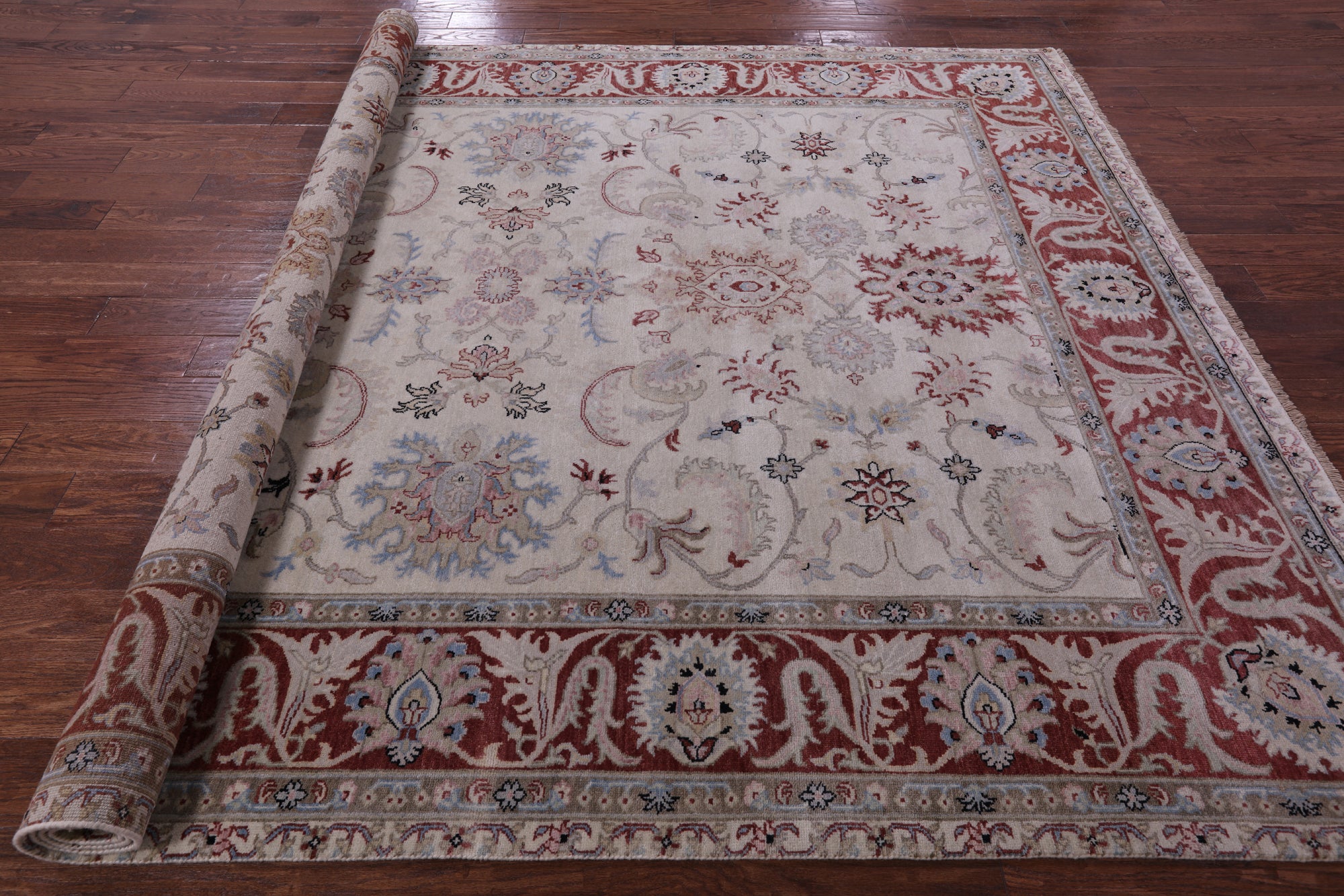 Ivory Persian Tabriz Hand Knotted Wool Rug - 8' 1" X 10' 1" - Golden Nile
