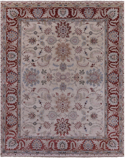 Ivory Persian Tabriz Hand Knotted Wool Rug - 8' 1" X 10' 1" - Golden Nile