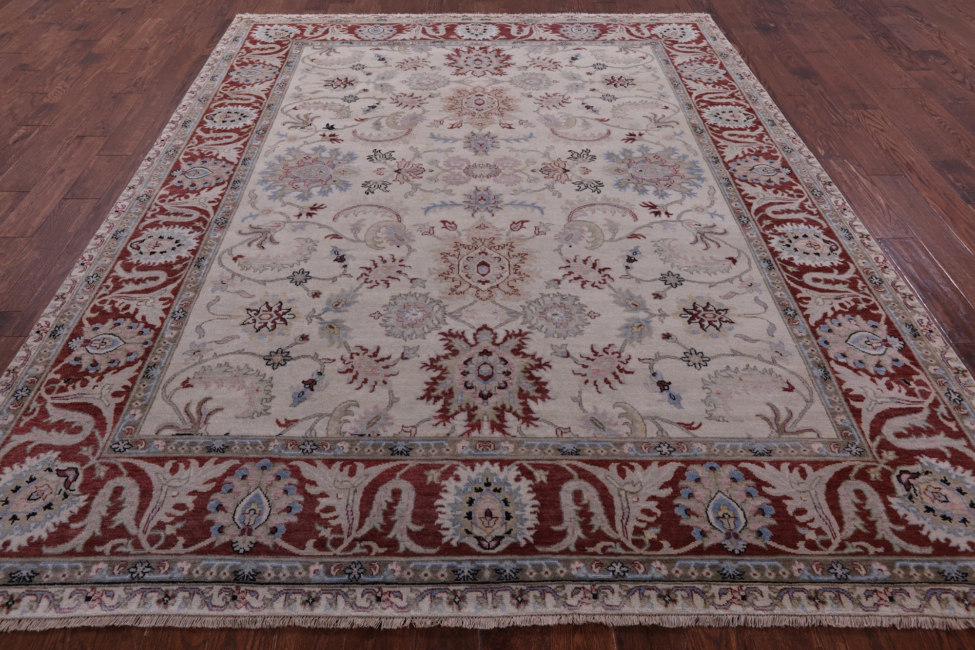 Ivory Persian Tabriz Hand Knotted Wool Rug - 8' 1" X 10' 1" - Golden Nile