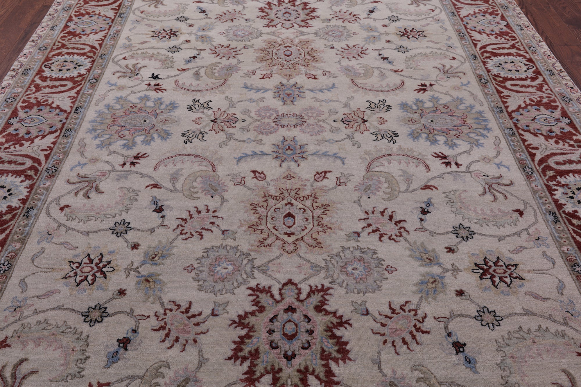 Ivory Persian Tabriz Hand Knotted Wool Rug - 8' 1" X 10' 1" - Golden Nile