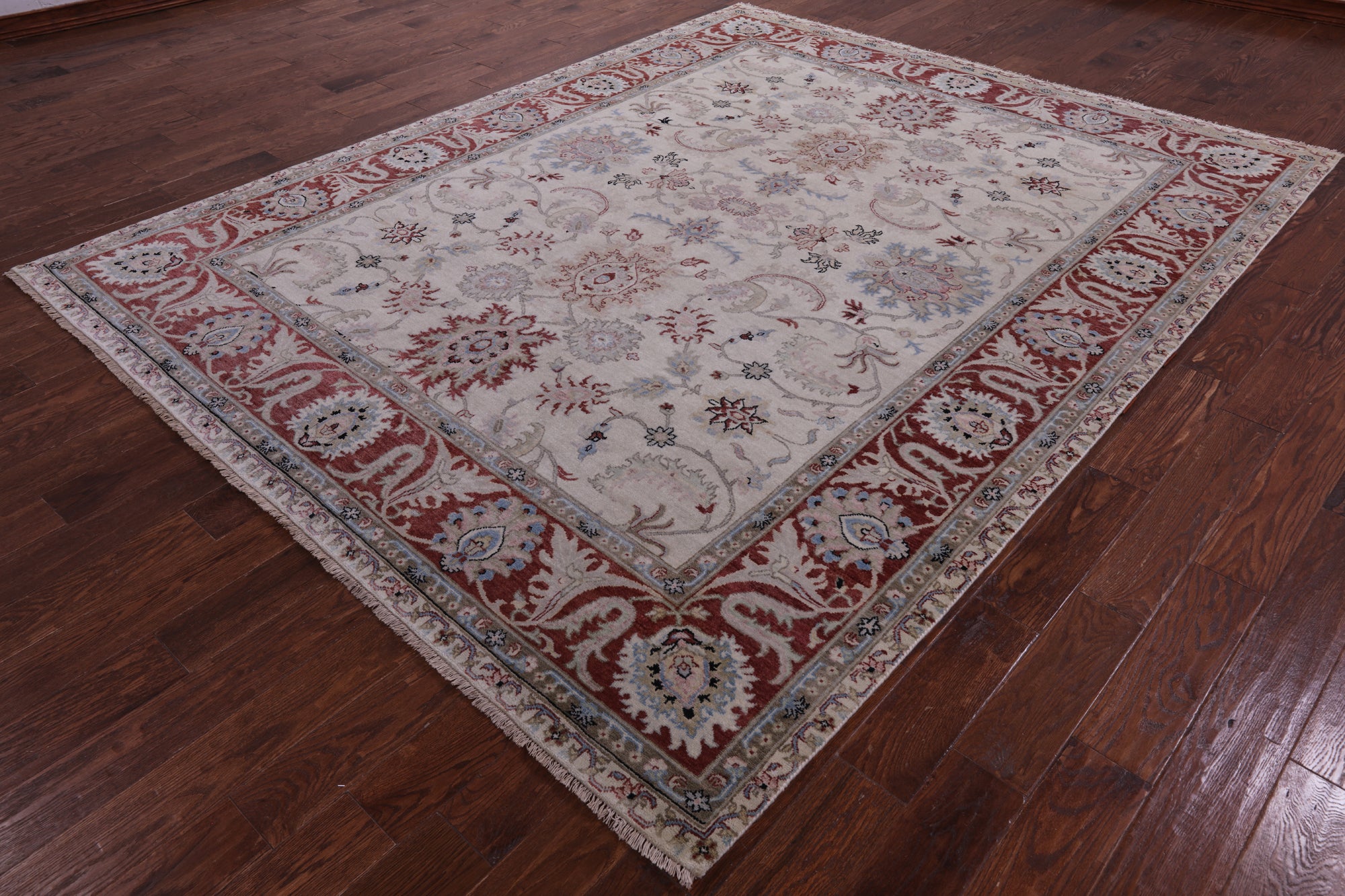Ivory Persian Tabriz Hand Knotted Wool Rug - 8' 1" X 10' 1" - Golden Nile