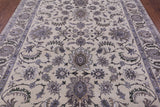Ivory Persian Tabriz Hand Knotted Wool & Silk Rug - 8' 1" X 9' 11" - Golden Nile