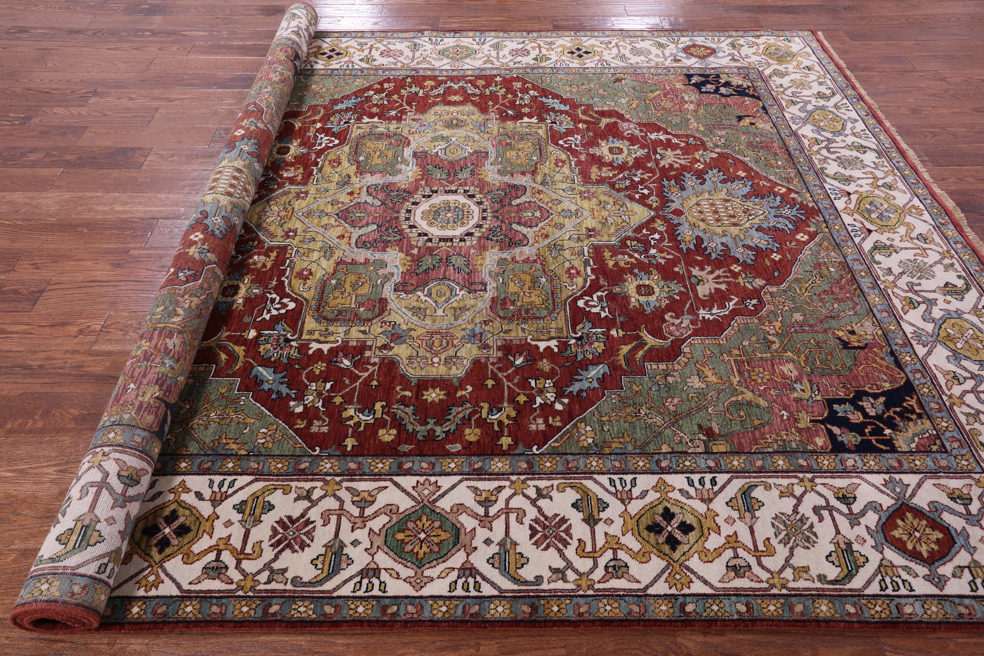 Persian Fine Serapi Hand Knotted Wool Rug - 7' 11" X 9' 9" - Golden Nile
