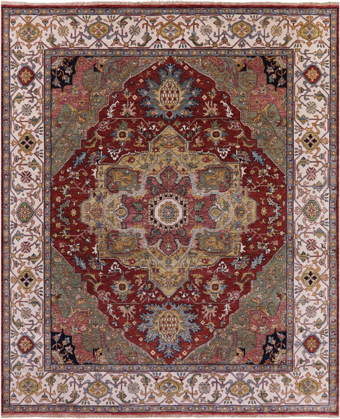 Persian Fine Serapi Hand Knotted Wool Rug - 7' 11" X 9' 9" - Golden Nile