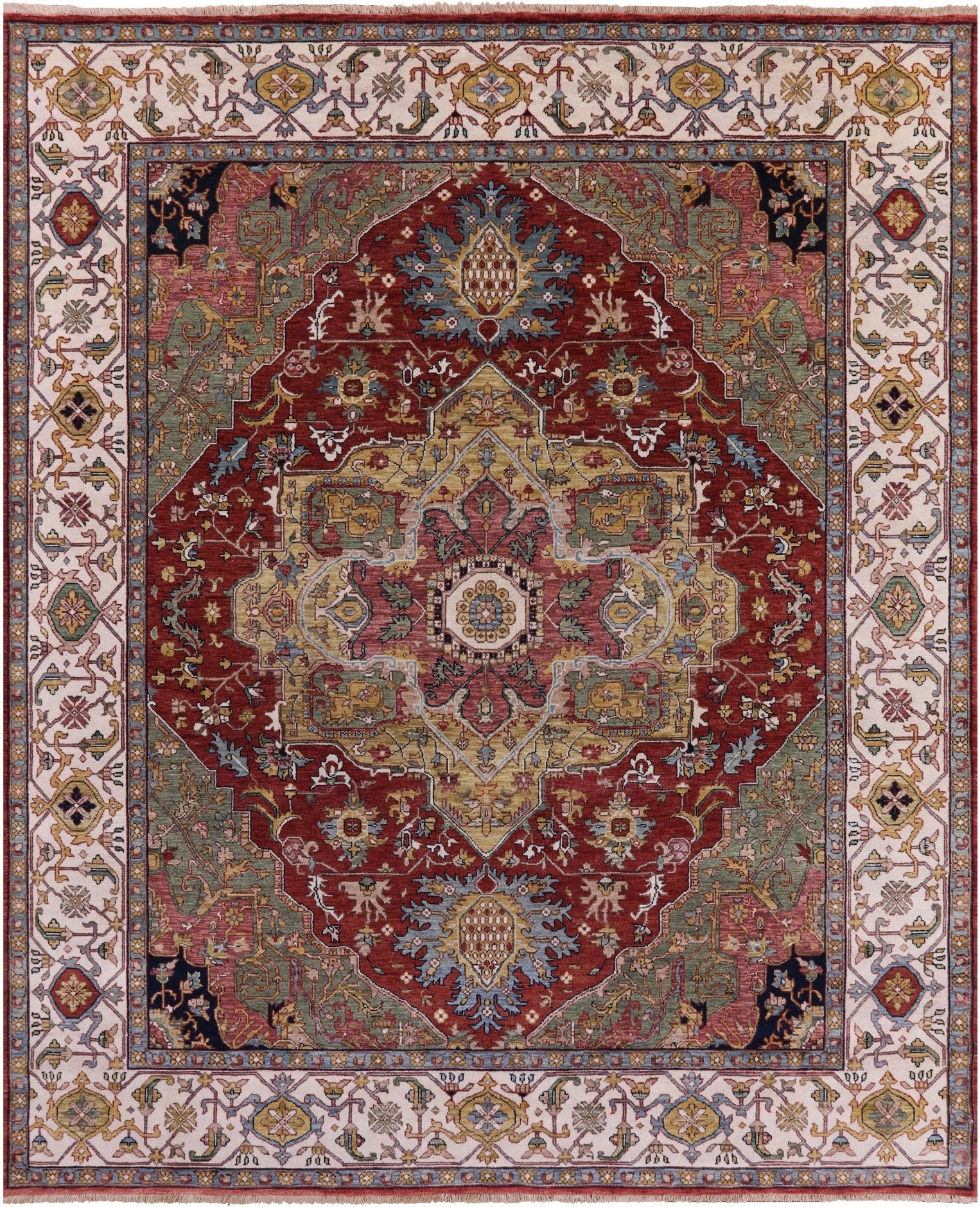 Persian Fine Serapi Hand Knotted Wool Rug - 7' 11" X 9' 9" - Golden Nile