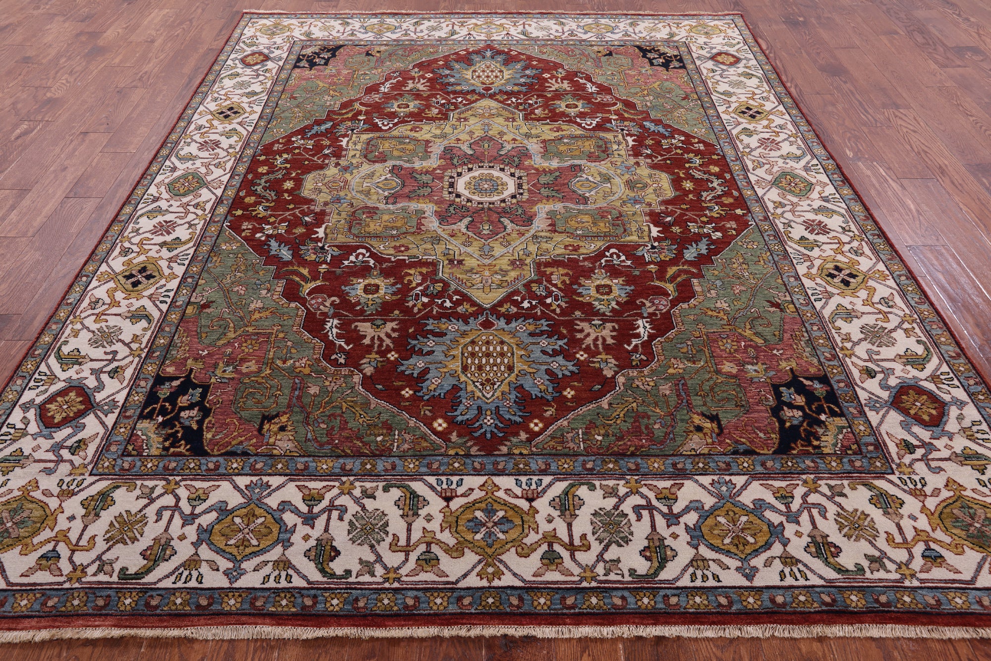 Persian Fine Serapi Hand Knotted Wool Rug - 7' 11" X 9' 9" - Golden Nile