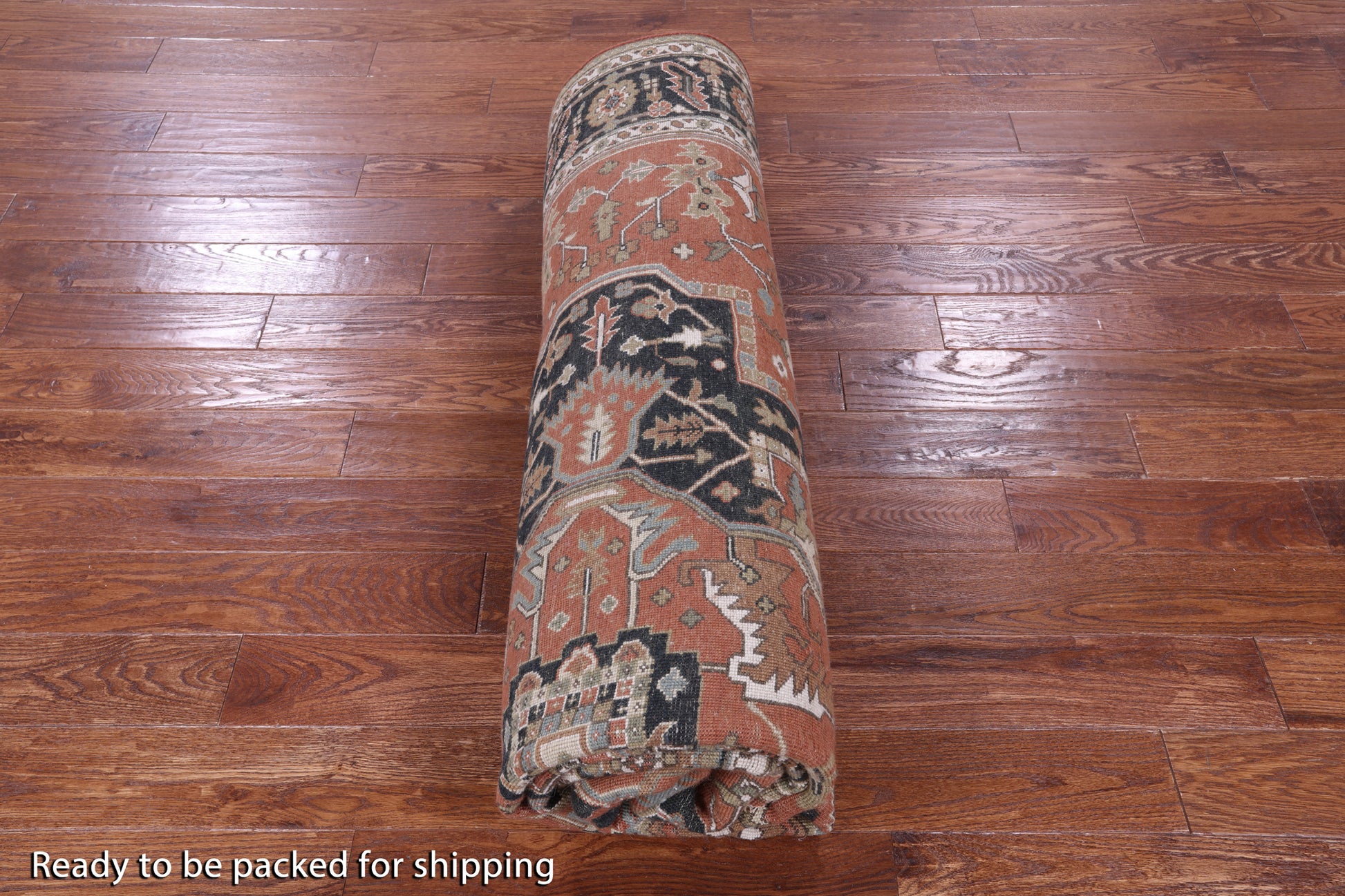 Rust Persian Fine Serapi Hand Knotted Wool Rug - 8' 1" X 10' 0" - Golden Nile